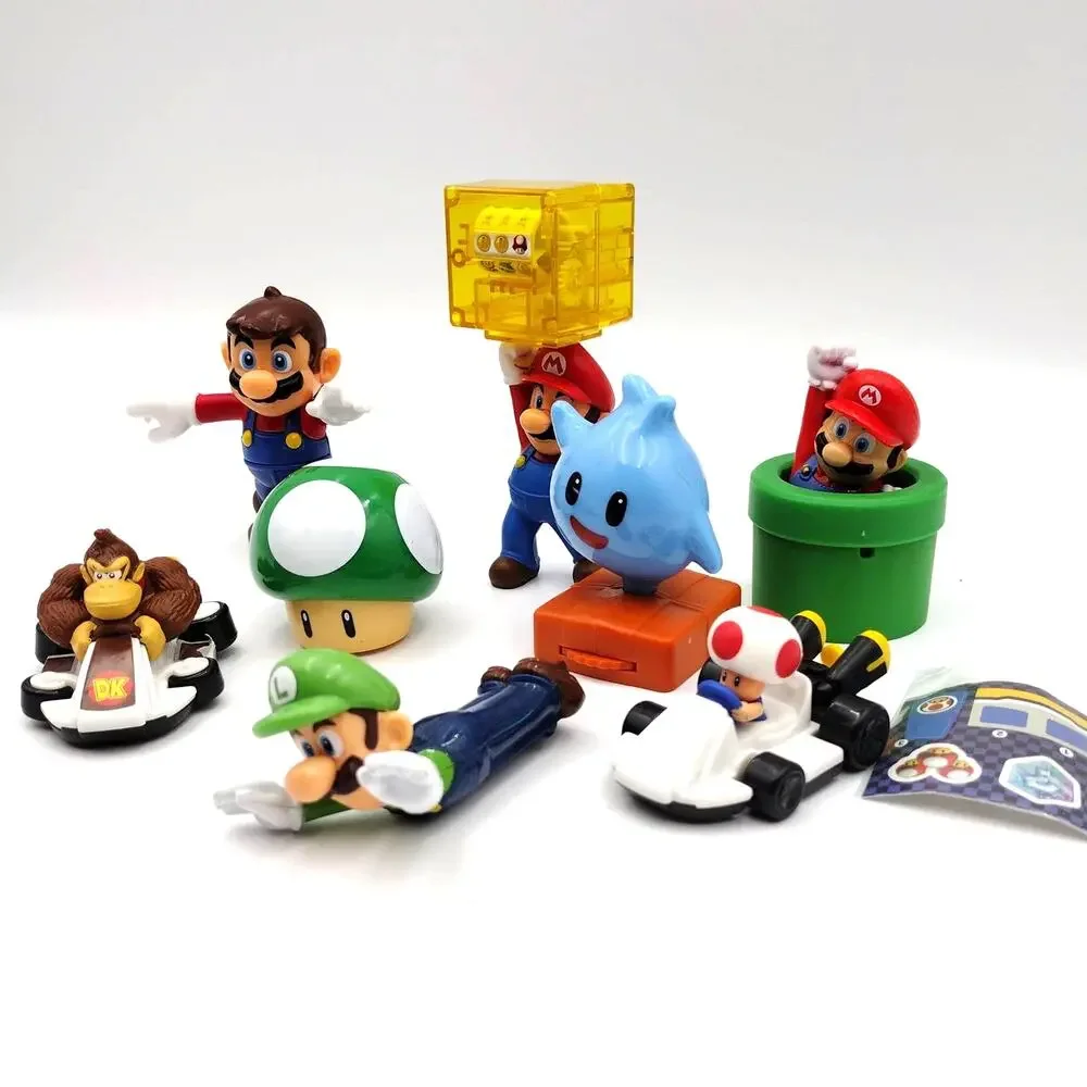 8 Pc Super Mario Toy Lot Luigi Donkey Kong Toad Lumalee Action Figures Nintendo